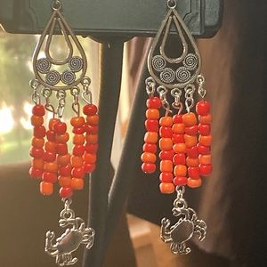 Red and orange crab earrings